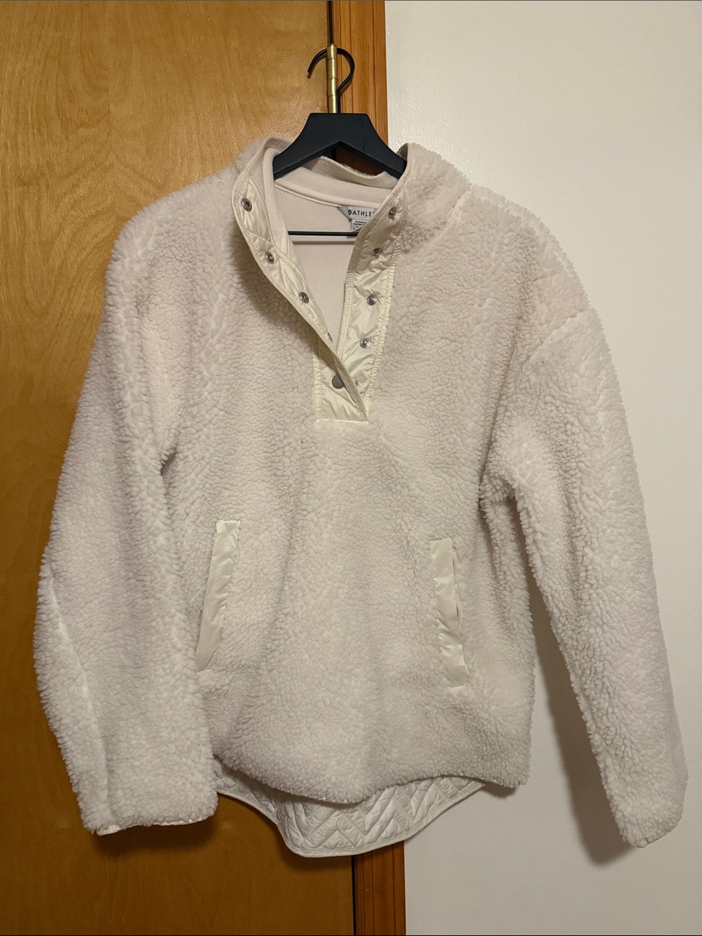 Athleta Cream Sherpa Zip-Up Pullover